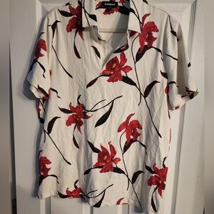 Express Mens Slim Fit Floral Polo Shirt